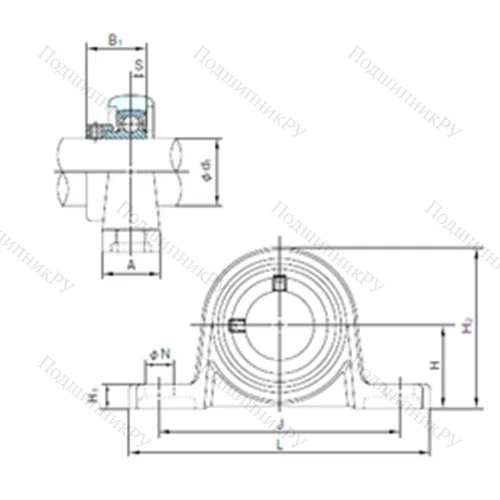 Подшипниковый узел шариковый радиальный MUP 001