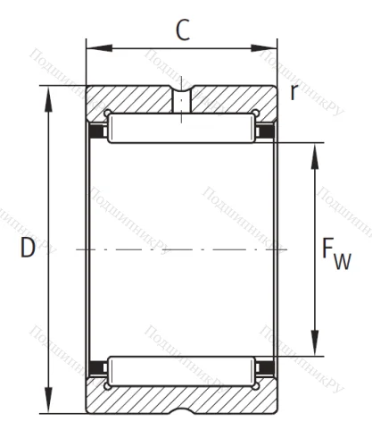 Игольчатый подшипник NK 16/16 XL от производителя  INA