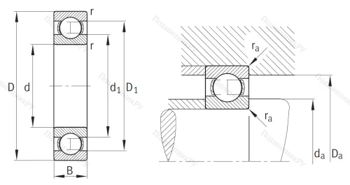 Однорядный шариковый подшипник 6319 C 3 от производителя  FAG