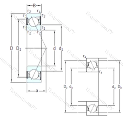 Подшипник шариковый радиально-упорный SS 7216 CD/HCP 4A