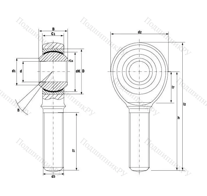 Шарнирная головка с наружной левой резьбой GAKL 16 PW