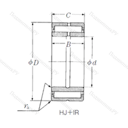 Подшипник игольчатый радиальный HJ-364824 + IR-283624