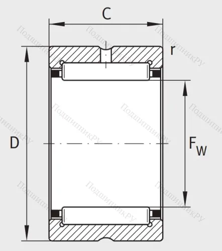 Игольчатый подшипник NK 18/16 XL от производителя  INA