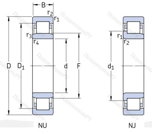 Роликовый цилиндрический подшипник NJ 2312 ECML/C 3 от производителя  SKF