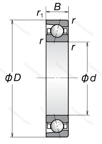 Однорядный шариковый подшипник 7004 AW от производителя  NSK