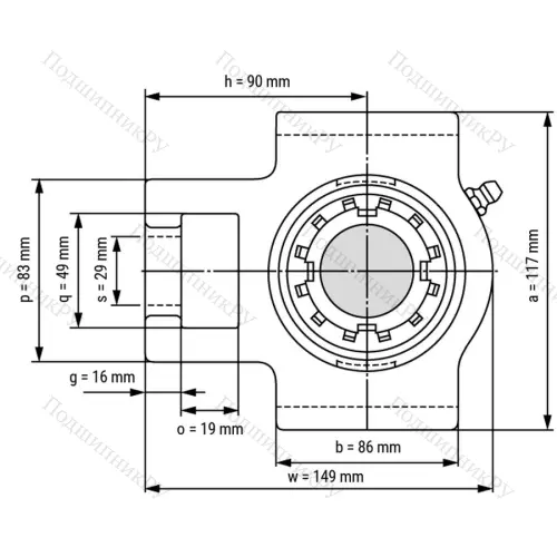 Подшипниковый узел UKT 210+H 2310 - Вал: 45 мм от производителя  LPZ