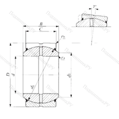 Подшипник скольжения сферический SBB 36-2RS