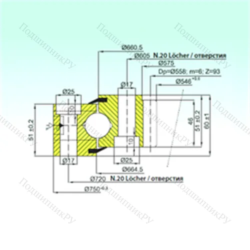 Подшипник шариковый опорно-поворотный ZB 1.25.0663.200-1SPPN