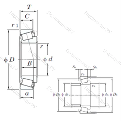 Подшипник роликовый радиально-упорный 33009JR от производителя  KOYO