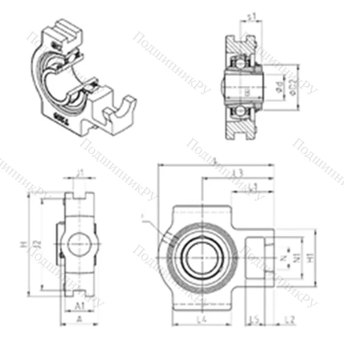 Подшипниковый узел шариковый радиальный UKT 308H