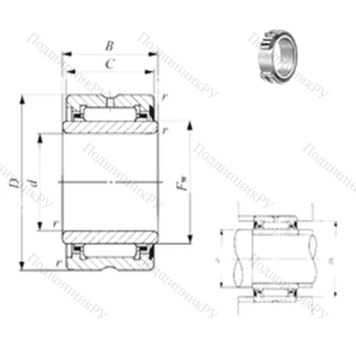 Подшипник игольчатый радиальный NA 6901U