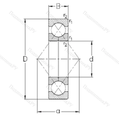 Подшипник шариковый радиально-упорный с четырёхточечным QJ 214-MPA