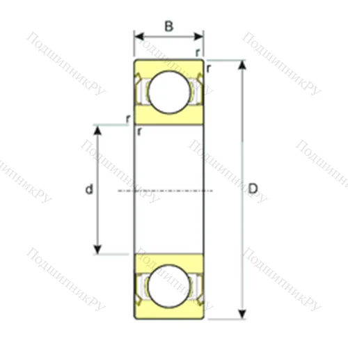 Подшипник шариковый радиальный SS 61800-ZZ