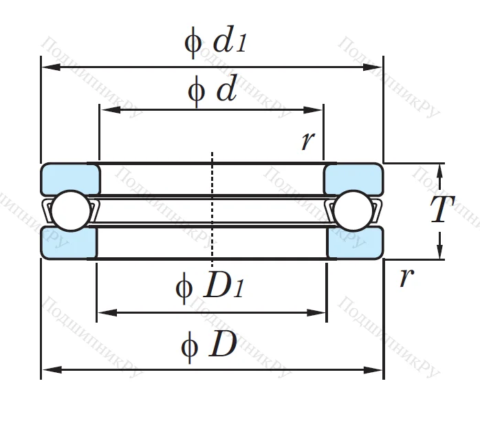 Упорный шариковый подшипник 51212