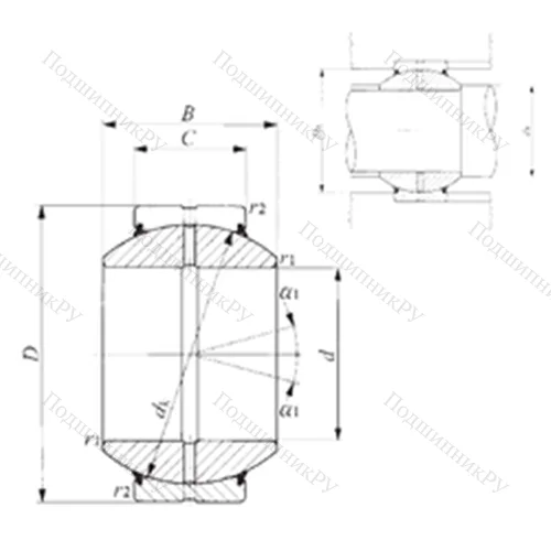 Подшипник скольжения сферический GE 35GS-2RS