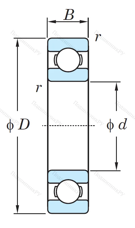 Однорядный шариковый подшипник 6007 CM