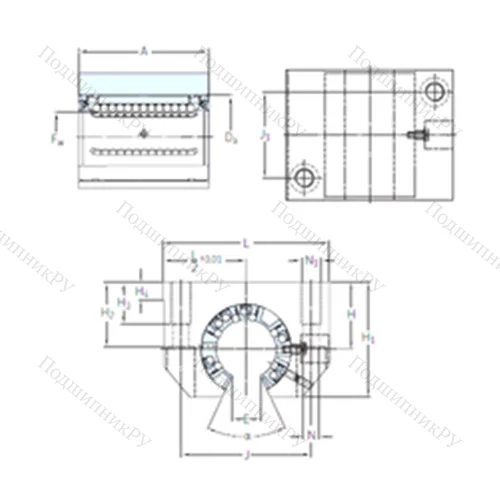 Подшипник шариковый линейный LUNF 40-2LS от производителя  SKF