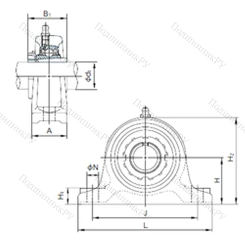 Подшипниковый узел шариковый радиальный UKIP 319+H 2319