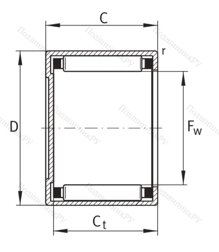 Игольчатый подшипник BK 1012 B от производителя  INA