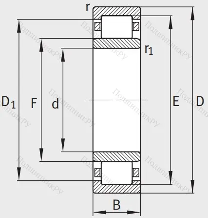 Роликовый цилиндрический подшипник NU 2212 E XL TVP 2