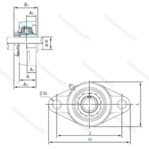Подшипниковый узел шариковый радиальный UKFL 308+H 2308